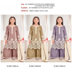 Girls' Embroidered Rayon Palazzo Suit Set with Nazmin Dupatta
